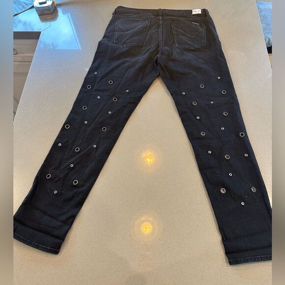 Hudson Jeans Women's Size 27 Riley Crop Black Grommet Button Fly - Picture 4 of 15